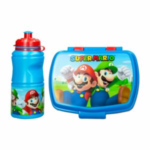 Set Infantil Botella Y Porta Alimentos Diseño Mario STOR 2 Piezas