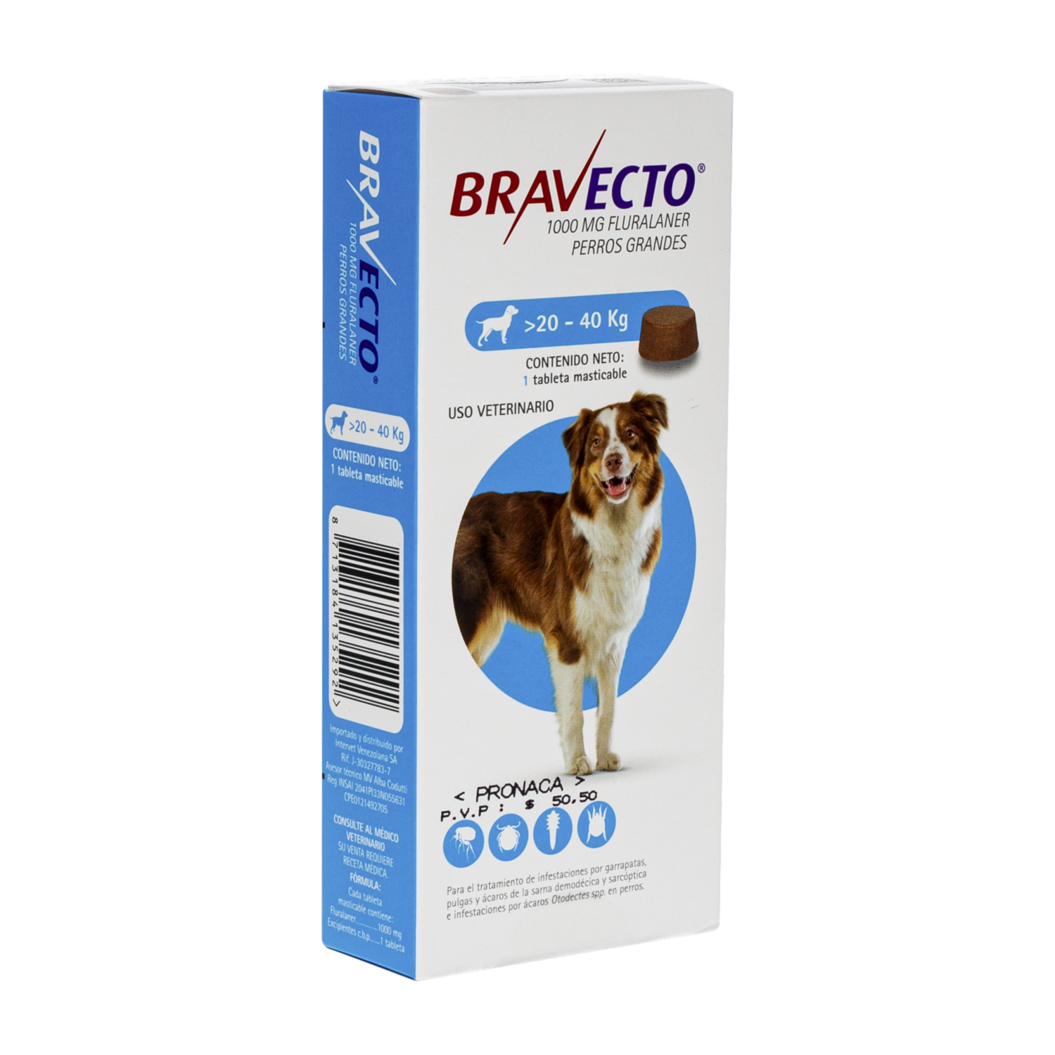Antiparasitario Para Perros Externo De 20 A 40 Kg BRAVECTO De 20 Kg A 40 Kg