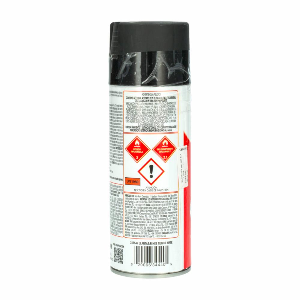 Pintura Para Llantas/Rines Negro Mate Aerosol RUST OLEUM 312 G - Imagen 2