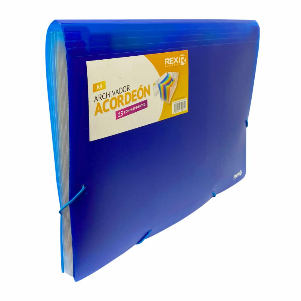 Archivador Acordeón 13 Compartimientos Rex Azul U. REX PLASTICS A4 - Imagen 3
