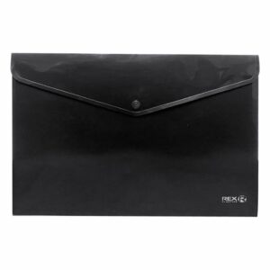 Sobre Porta Documento Negro Con Broche Plástico REX PLASTICS A4