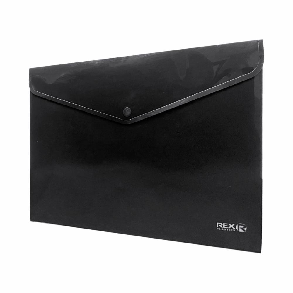 Sobre Porta Documento Negro Con Broche Plástico REX PLASTICS A4 - Imagen 2
