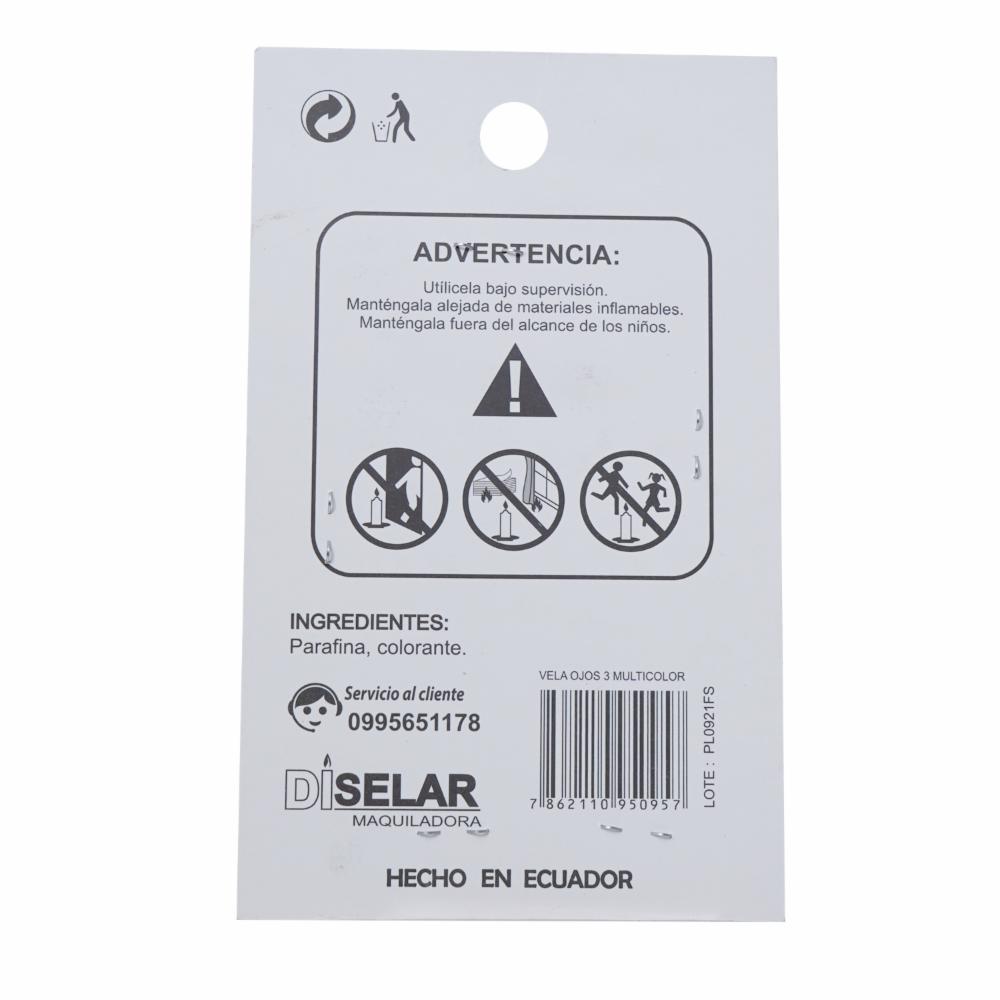 Vela Mágica Ojos 3 Multicolor DISELAR Ojos 3 - Imagen 2