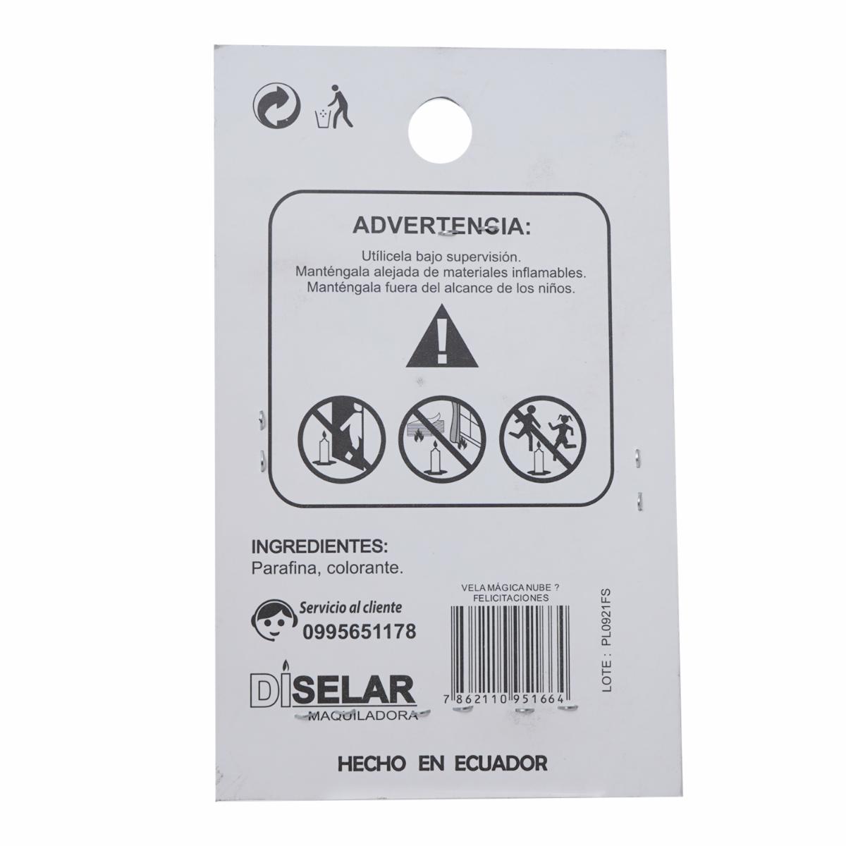 Vela Mágica Nube ? Felicitaciones DISELAR 95 x 155 x 11 mm - Imagen 2