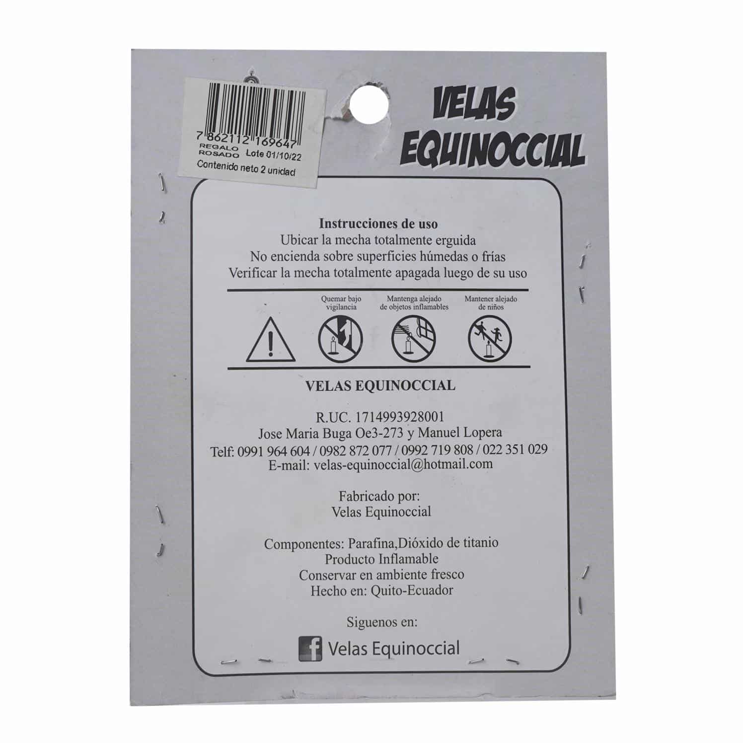 Vela Cartel Regalo Rosada VELAS EQUINOCCIAL Unidad - Imagen 2