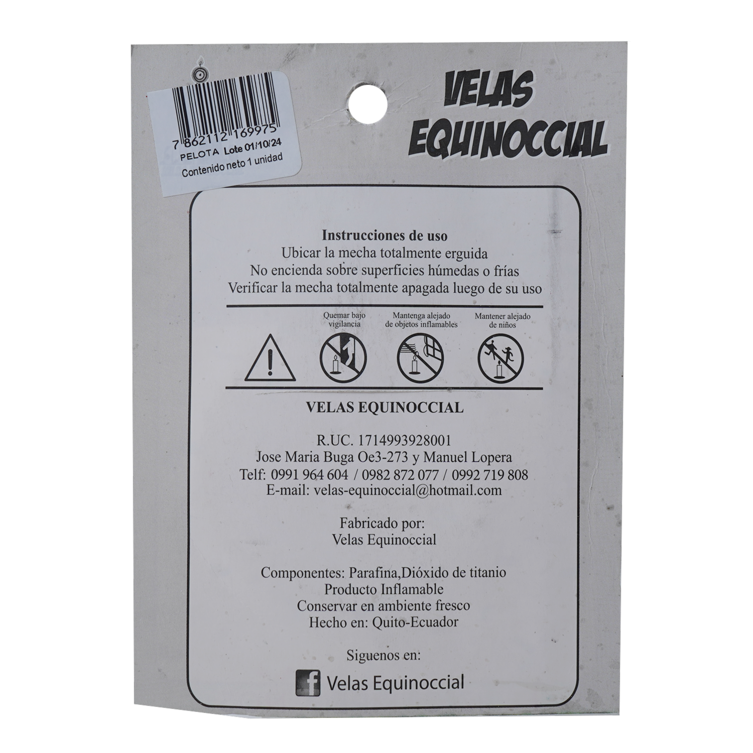Vela Cartel Pelota Futbol VELAS EQUINOCCIAL Unidad
