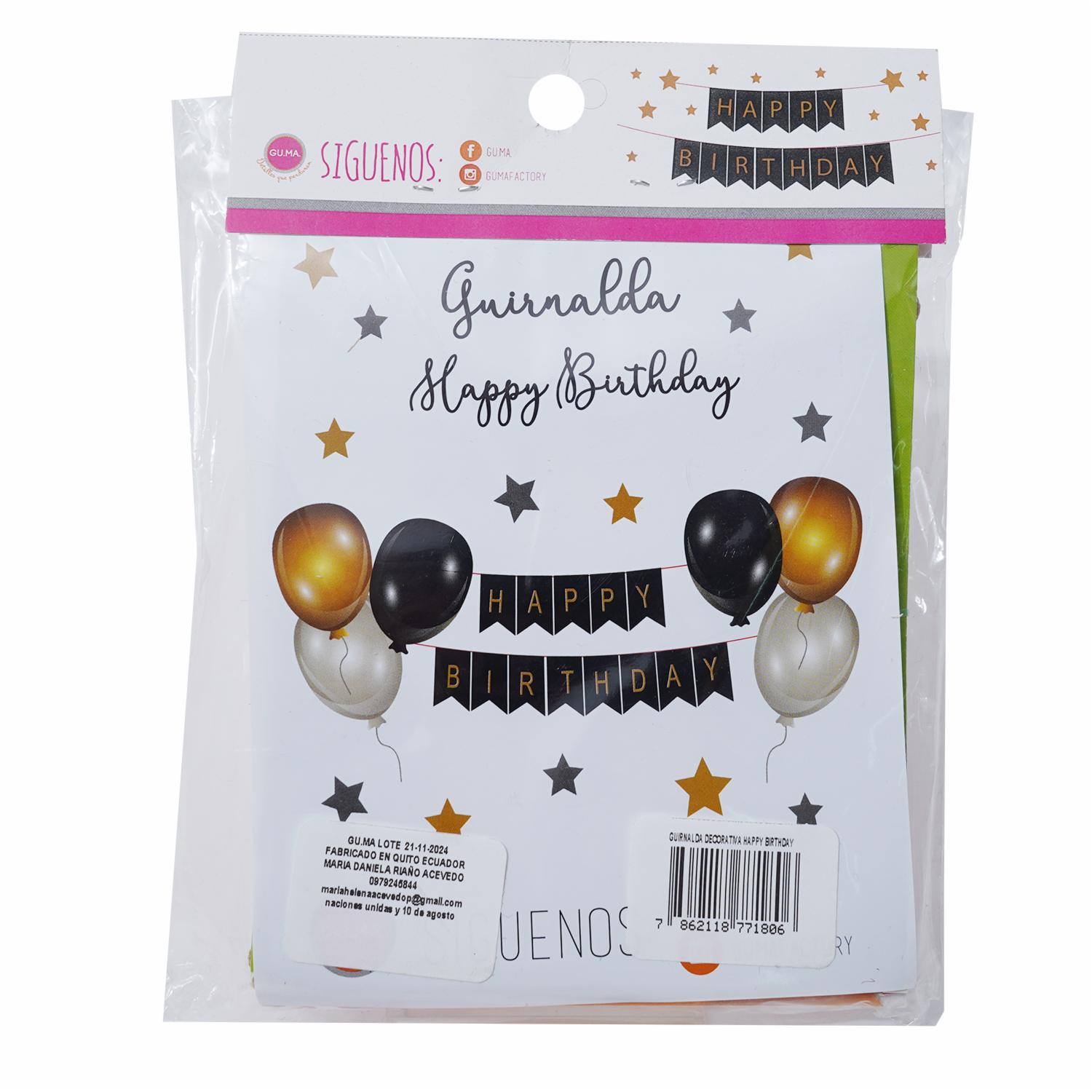 Guirnalda Decorativa Happy Birday Surtida GU.MA. 6 x 9 cm