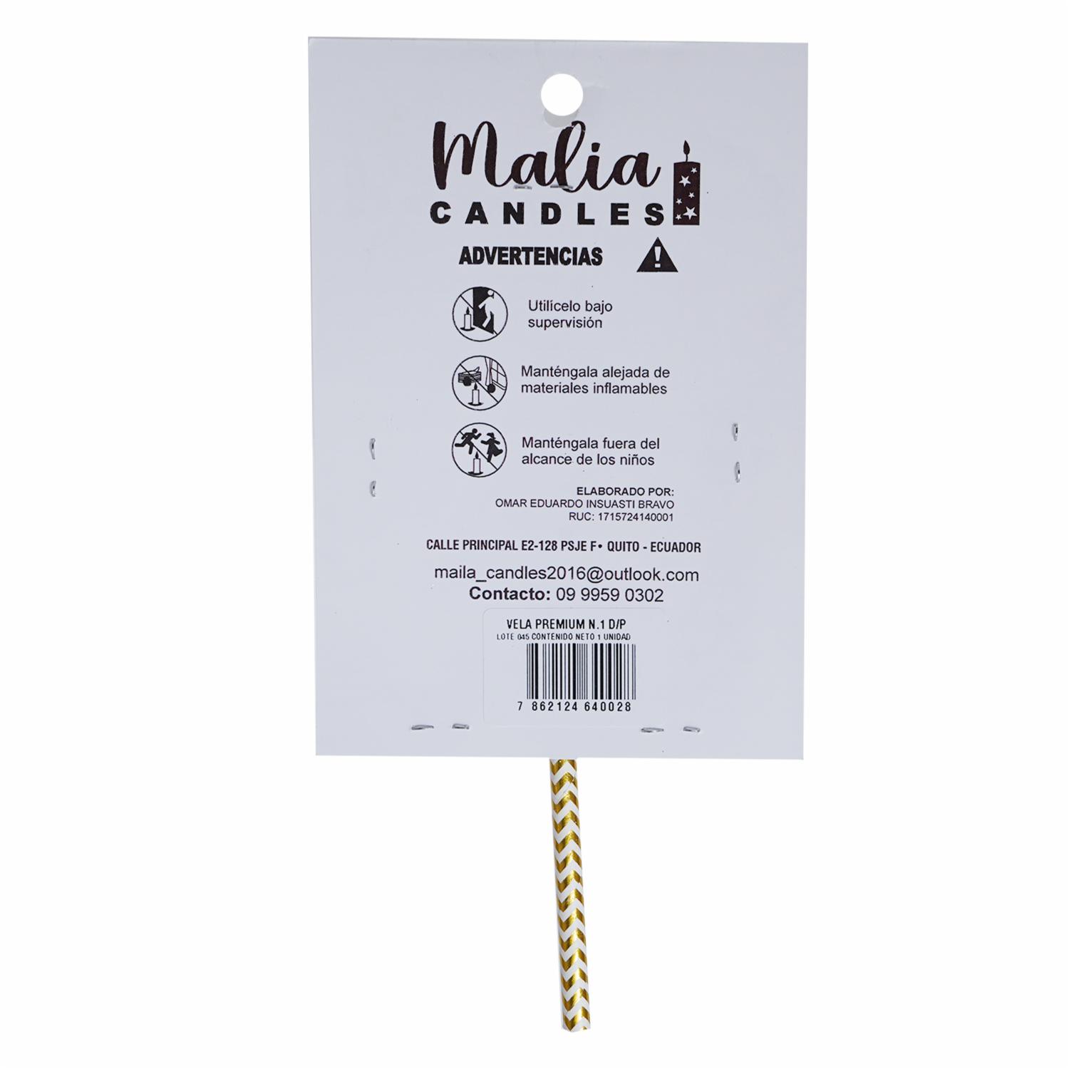 Vela Premium N1 Dorado Con Plata MALIA CANDLES 19 X 8 - Imagen 3