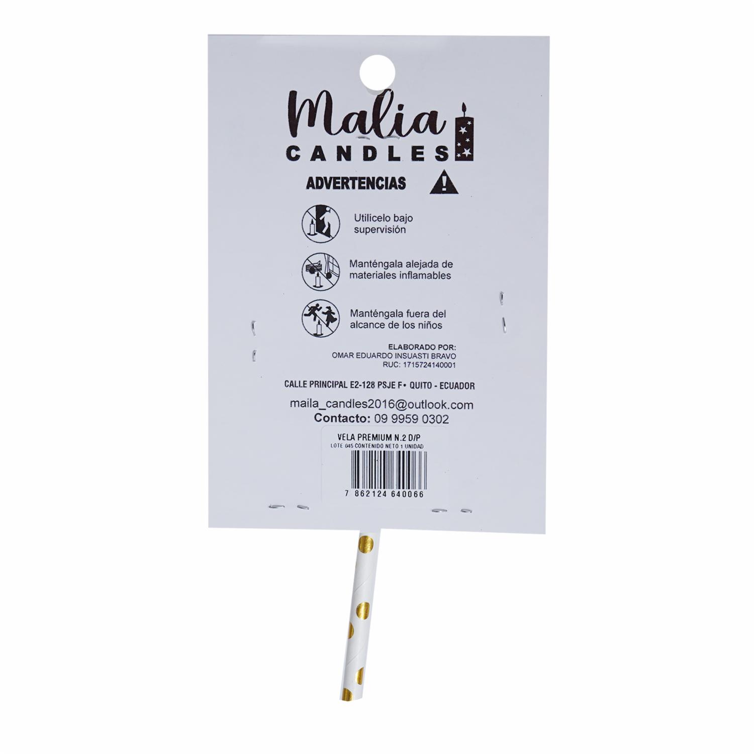 Vela Premium N2 Dorado Con Plata MALIA CANDLES 19 X 8 - Imagen 3