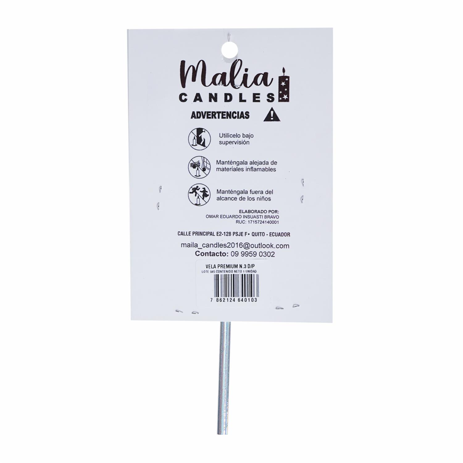 Vela Premium N3 Dorado Con Plata MALIA CANDLES 19 X 8 - Imagen 3