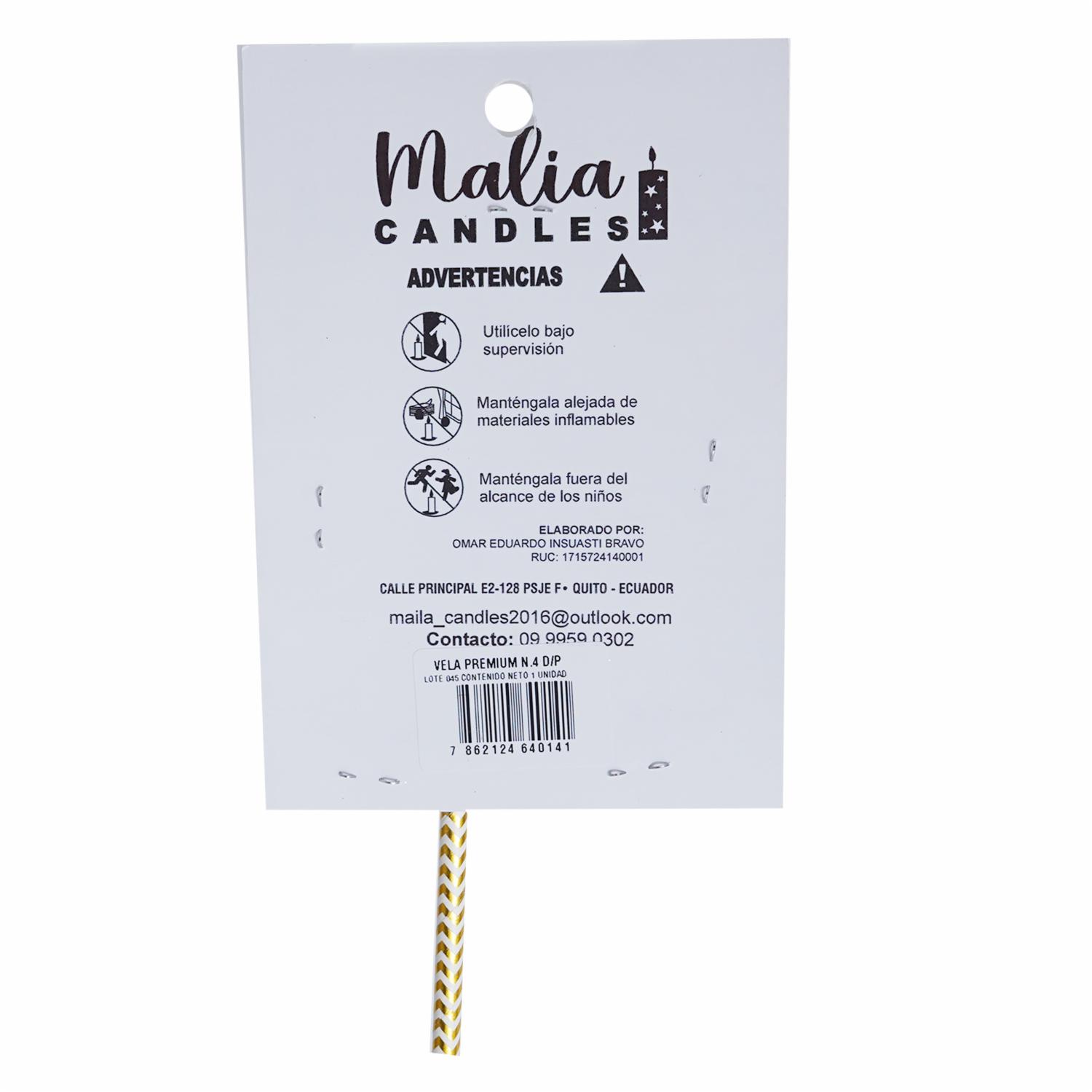 Vela Premium N4 Dorado Con Plata MALIA CANDLES 19 X 8 - Imagen 3