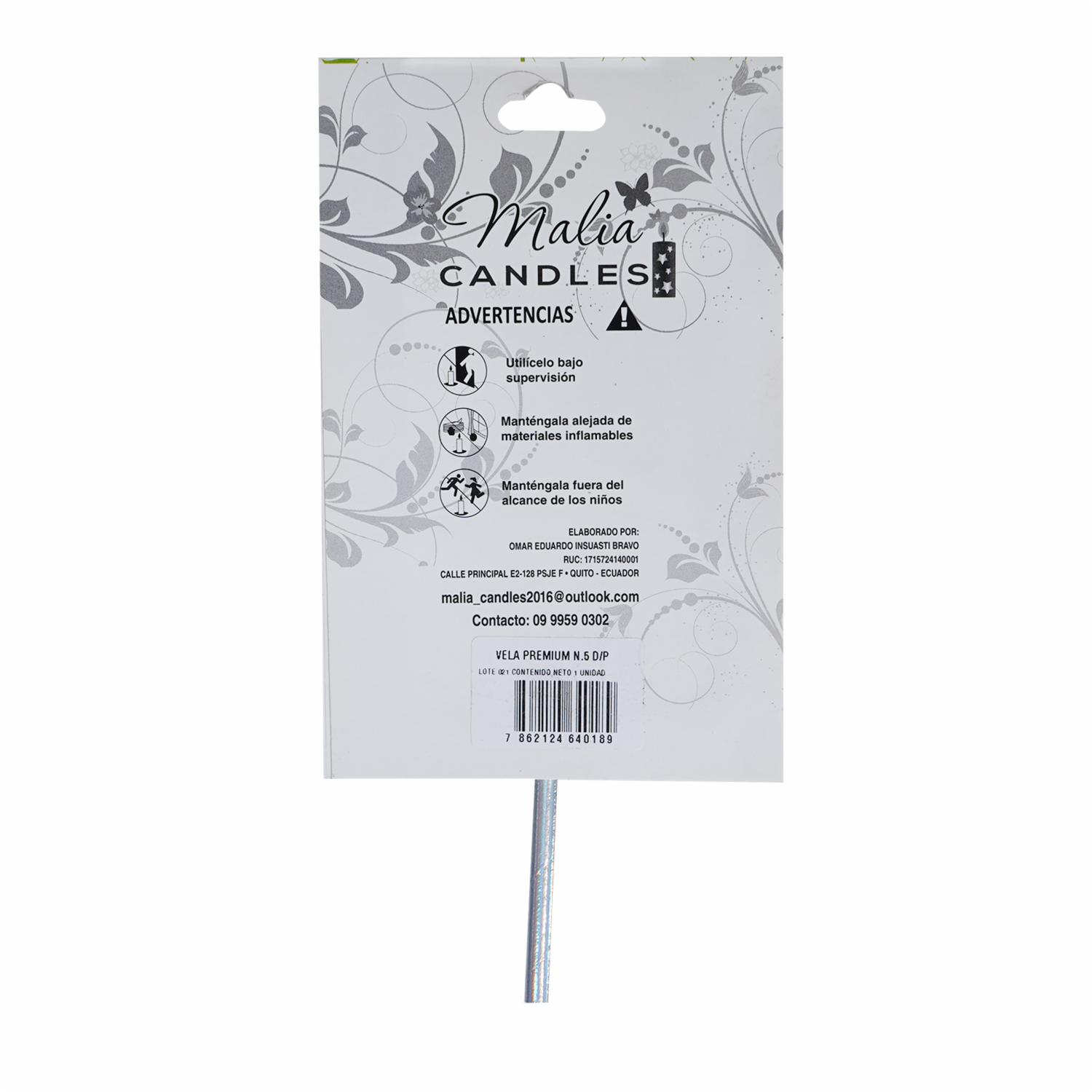 Vela Premium N5 Dorado Con Plata MALIA CANDLES 19 X 8 - Imagen 2