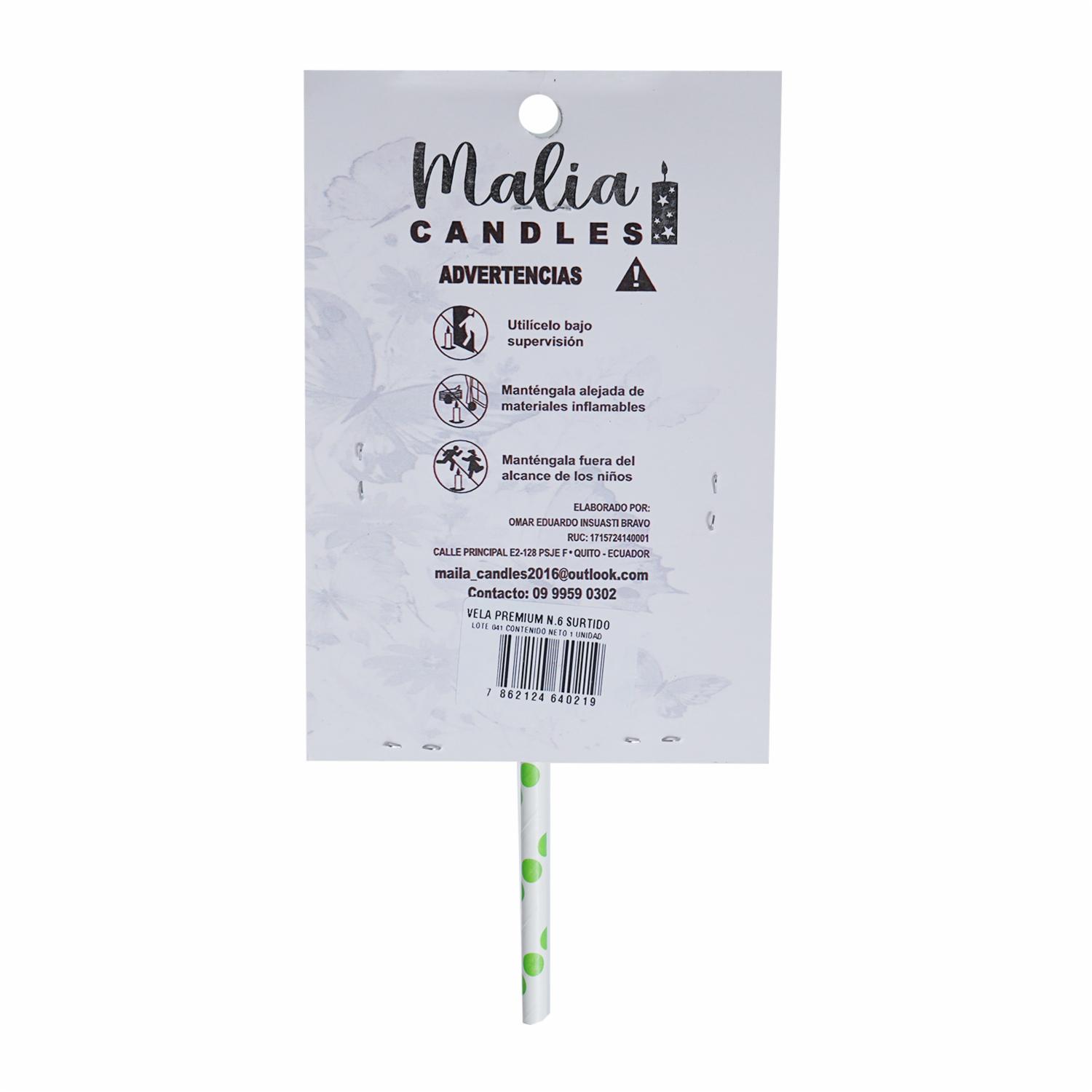 Vela Premium N6 Surtido MALIA CANDLES 19 X 8 - Imagen 2