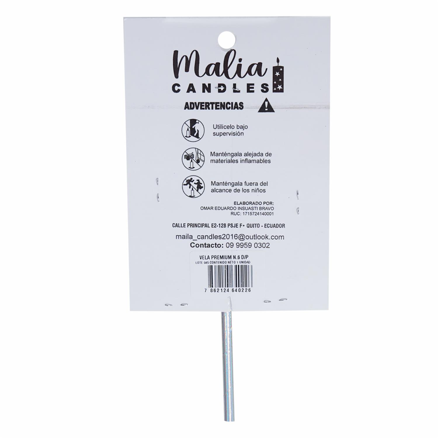 Vela Premium N6 Dorado Con Plata MALIA CANDLES 19 X 8 - Imagen 3