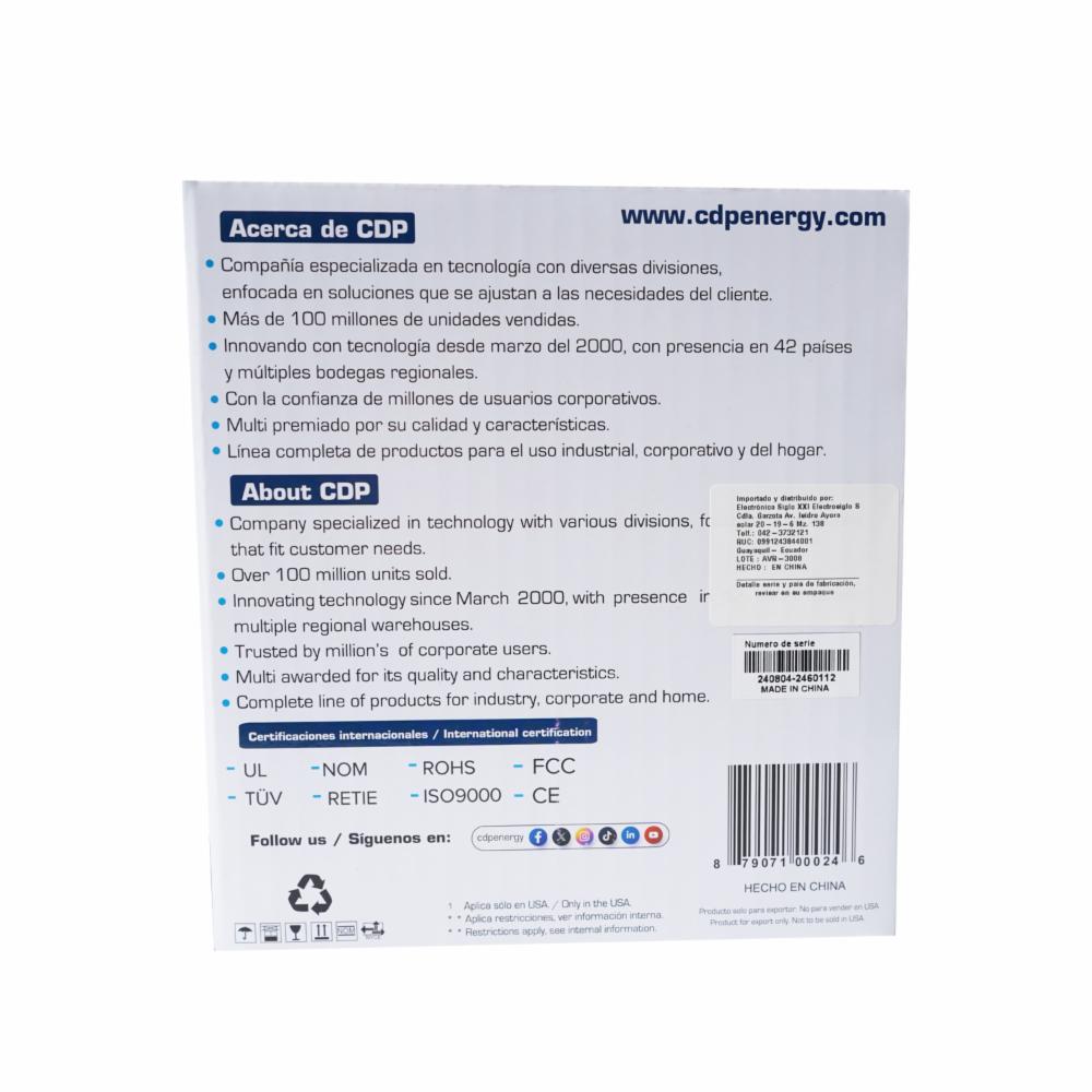 Regulador De Voltaje CDP R-AVR3008 SIGLO XXI 3000VA/ 1500W - Imagen 3