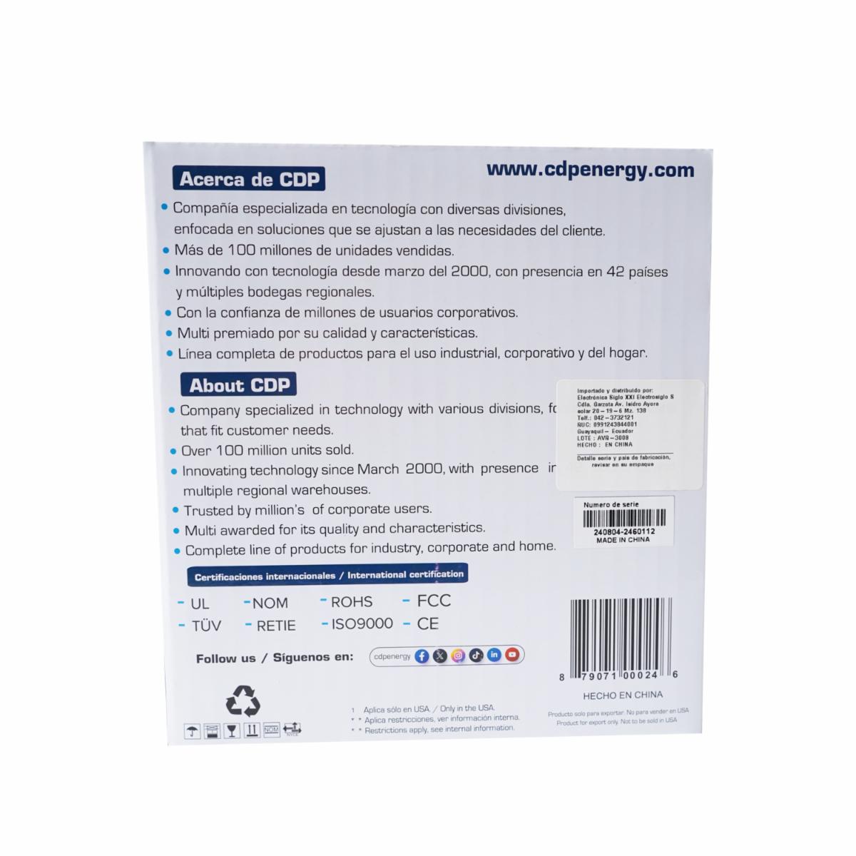 Regulador De Voltaje CDP R-AVR3008 SIGLO XXI 3000VA/ 1500W