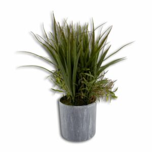 Maceta Gris Con Hierbas Verdes Artificiales GUANGDONG XINXIN Unidad