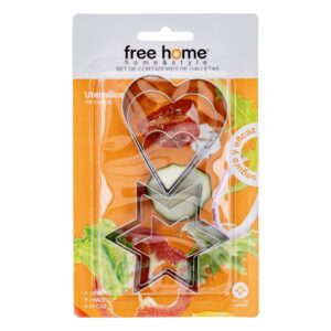 Set Cortadores De Galletas Corazones Y Estrellas Metálicos FREE HOME 6 Piezas