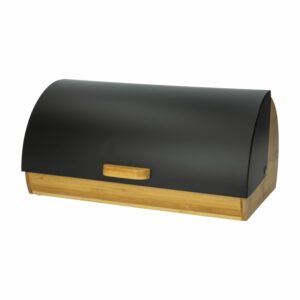 Panera De Bambú Con Tapa Negra De Metal FREE HOME 38x19x25 Cm