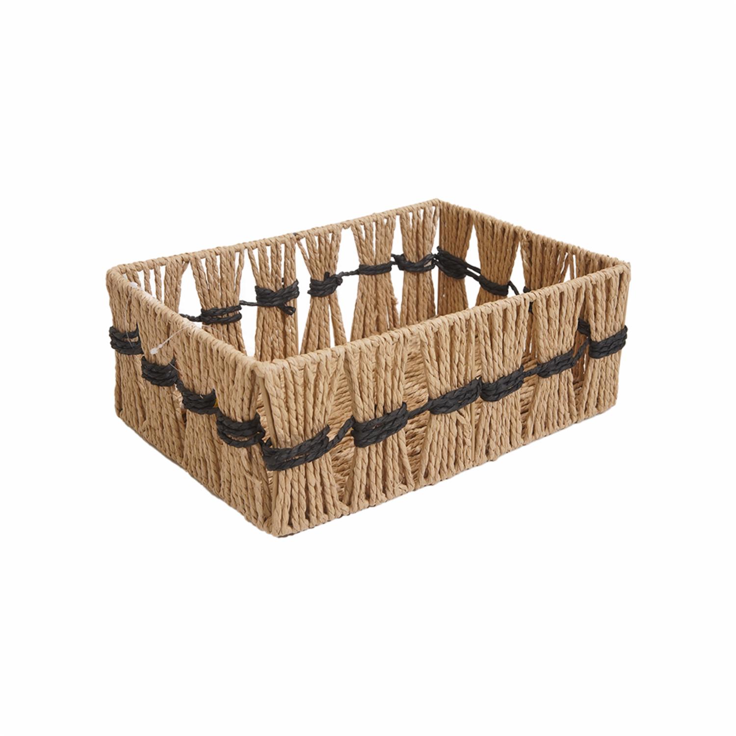 Cesta De Mimbre Rectangular Con Cordón Negro FREE HOME Pequeño