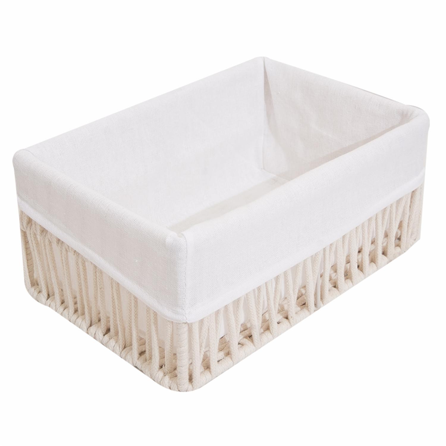 Cesta De Mimbre Rectangular Con Cordones Beige FREE HOME Pequeño