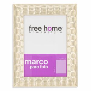 Portarretrato Metalizado Textura Dorada FREE HOME 5X7"