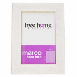 Portarretrato Blanco Orilla Dorada FREE HOME 4X6"