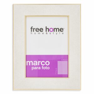 Portarretrato Relieve Gris Orilla Dorada FREE HOME 5X7"