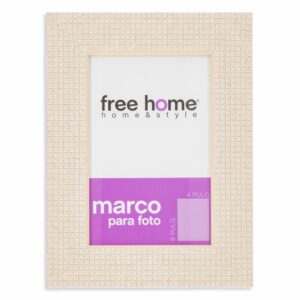 Portarretrato Relieve A Cuadros Crema FREE HOME 4X6"