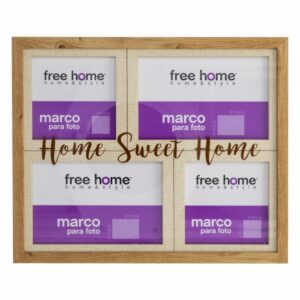 Porta Retrato Borde De Madera Natural FREE HOME 4 Fotos