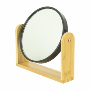 Espejo Redondo Con Base De Bambú FREE HOME 1 Pieza