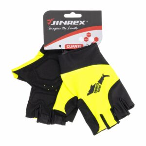 Guante Para Bicicleta Negro Con Amarillo Neón Sin Dedos JINREX Talla Pequeno