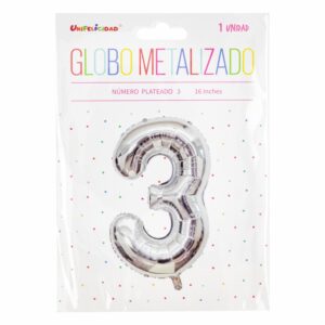Globo Metalizado Plateado UNIFELICIDAD N°3