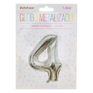 Globo Metalizado Plateado UNIFELICIDAD N°4