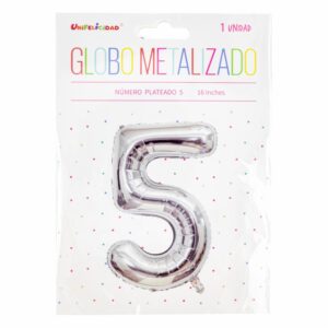 Globo Metalizado Plateado UNIFELICIDAD N°5