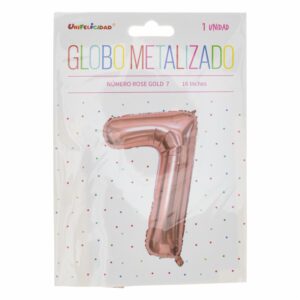 Globo Metalizado Rose Gold UNIFELICIDAD N°7