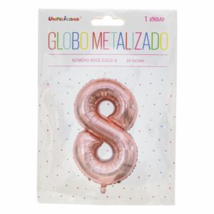 Globo Metalizado Rose Gold UNIFELICIDAD N°8