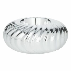 Candelabro Ondas Estriado Bajo Plateado KOOME 1 Pieza