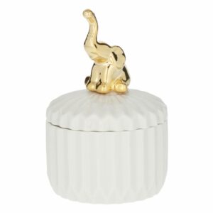 Figura Decorativa Joyero Blanco Con Elefante KOOME 1 Pieza