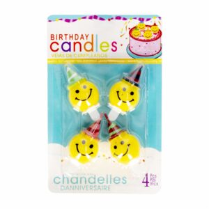 Vela Caras Felices BIRTHDAY CANDLES X 4 Uds