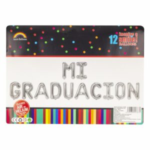 Globo Mi Graduación Plateado JASON BALLOONS 12 Piezas