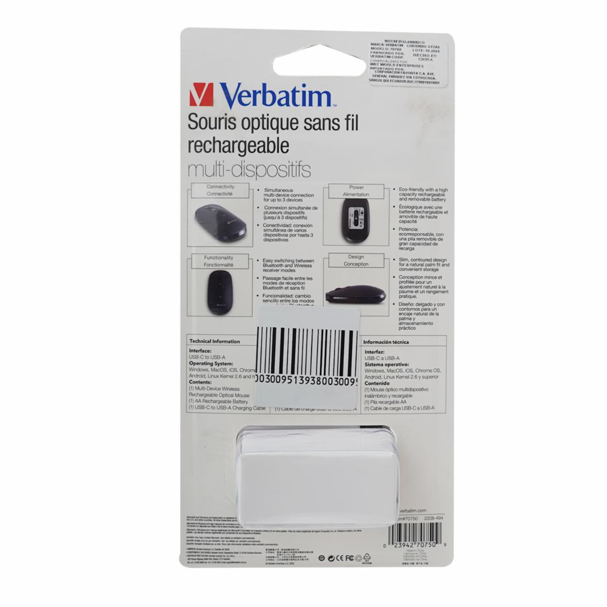 Mouse Óptico Recargable VERBATIM Wireless - Imagen 3