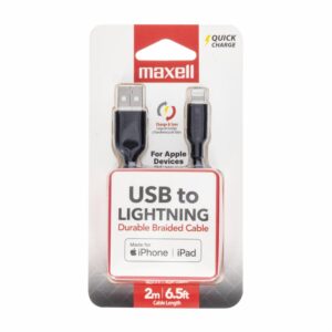 Cable USB A Lightning Negro MAXELL 2 Metros
