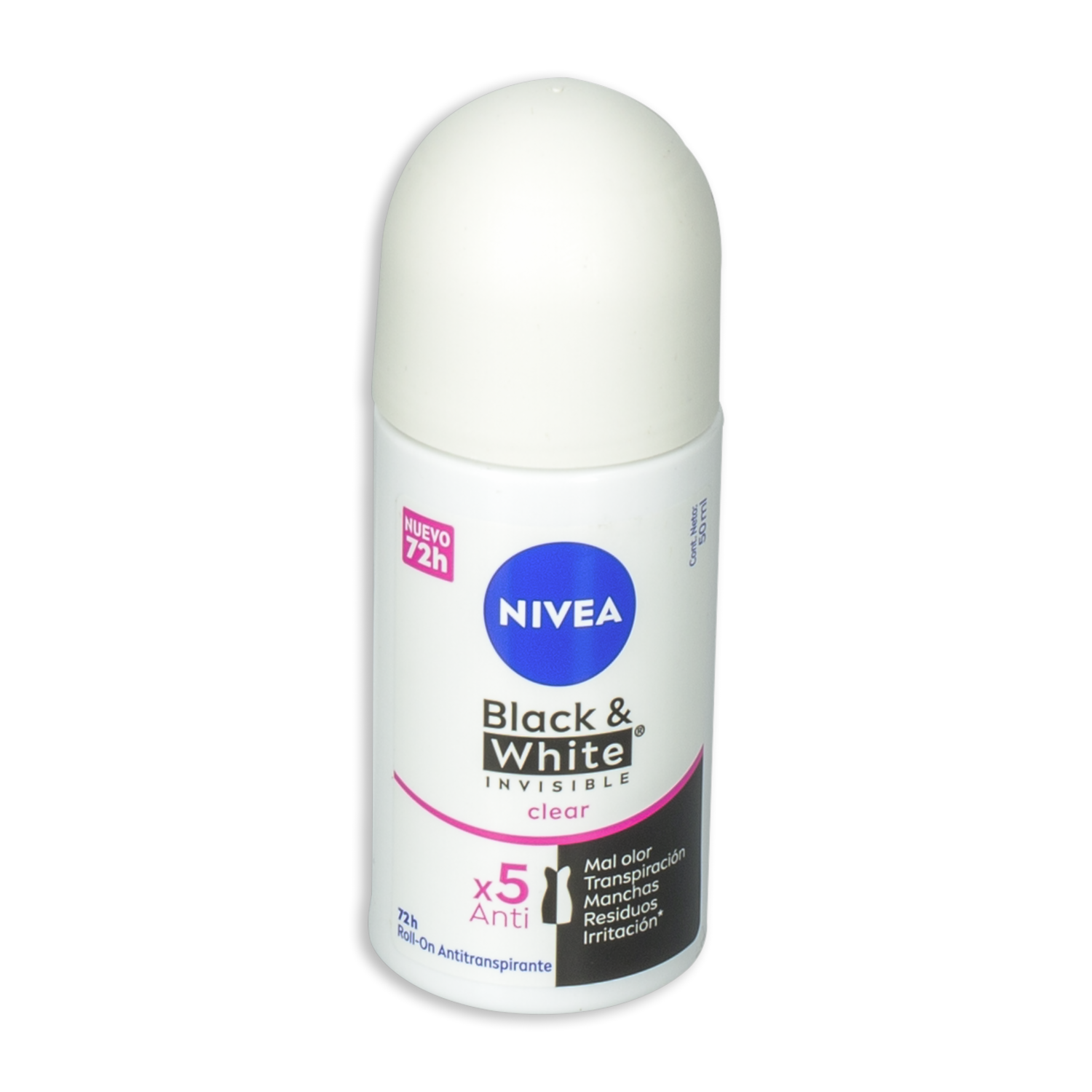 Desodorante Roll On Black&White Clear NIVEA 50 Ml - Imagen 2