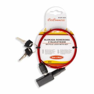 Candado Para Bicicleta Roja Con Llave CARCOMMERCE 5 Mm X 60 Cm