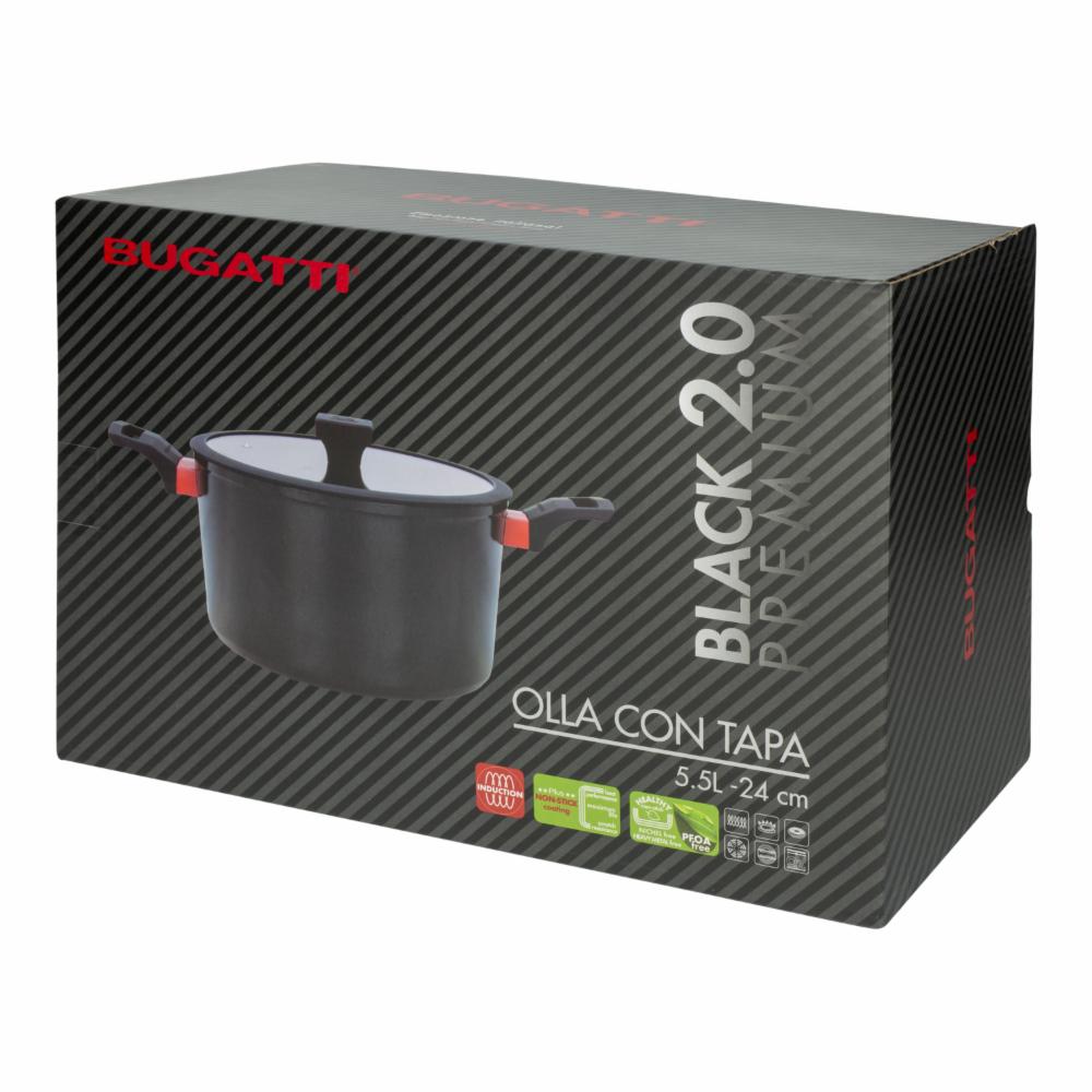 Olla Inducción Con Tapa De Vidrio 5,5 L BUGATTI 24 Cm - Imagen 4