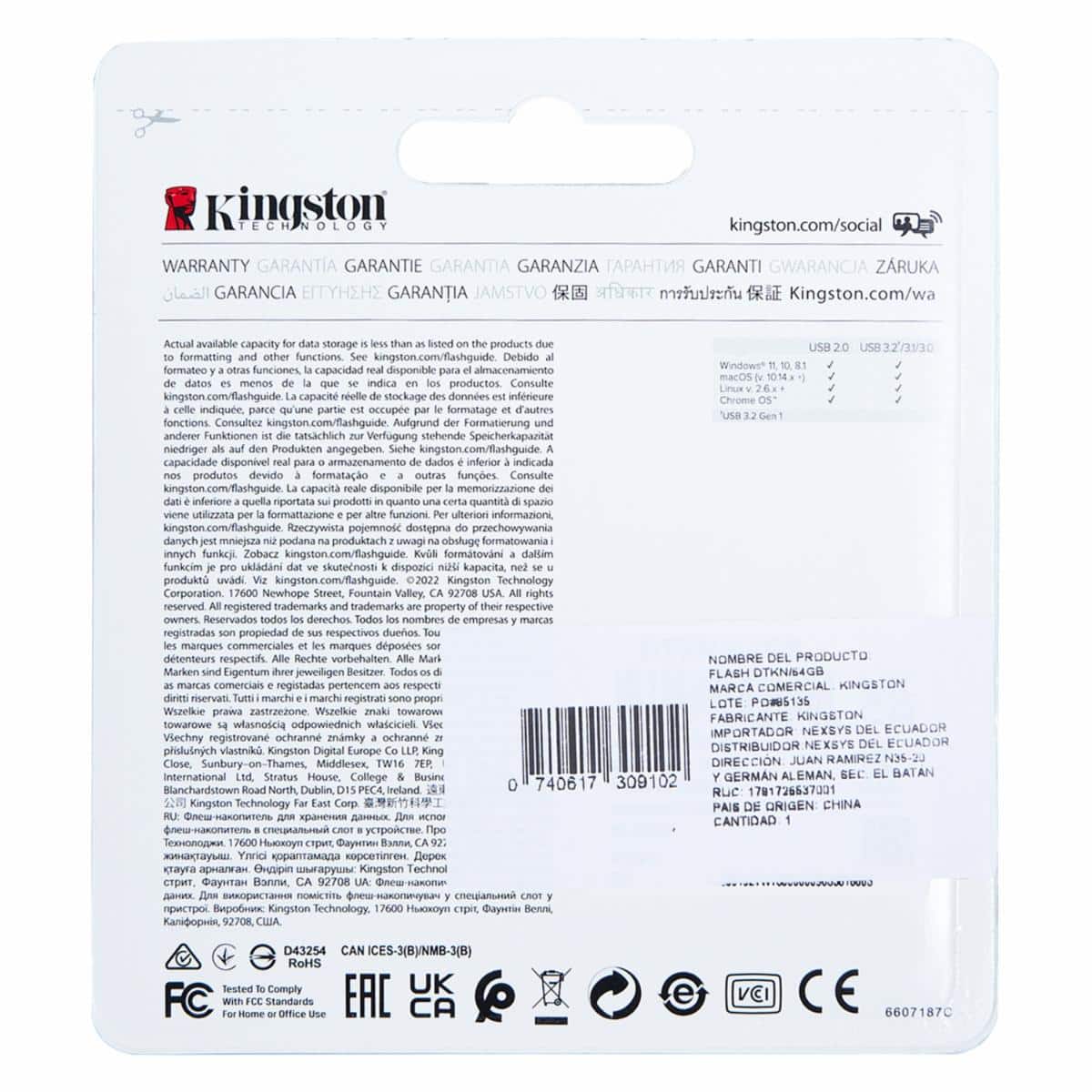 Memoria USB Datatraveler Kyson 200 Mb/s KINGSTON 64 Gb - Imagen 2