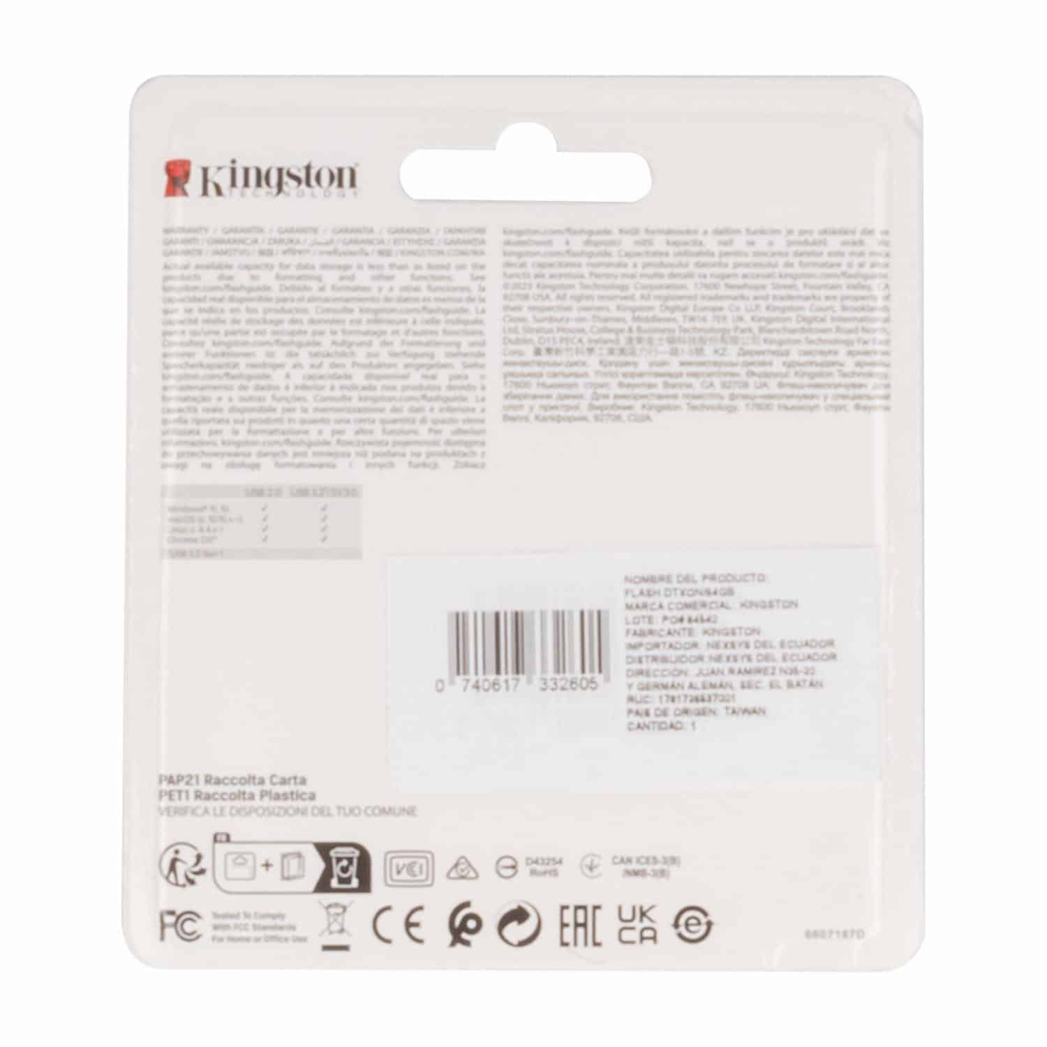 Flash Memory USB 3.2 GEN 1 DATATRAVELER ONYX KINGSTON 64 Gb - Imagen 2