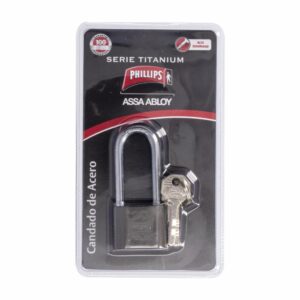 Candado De Acero Serie Titanium Gancho Largo PHILIPS 40 Milimetros