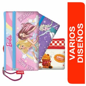 Cartuchera Niña 3 Bolsillos Personajes Surtidos PRIMAVERA 12X21,5X1Cm